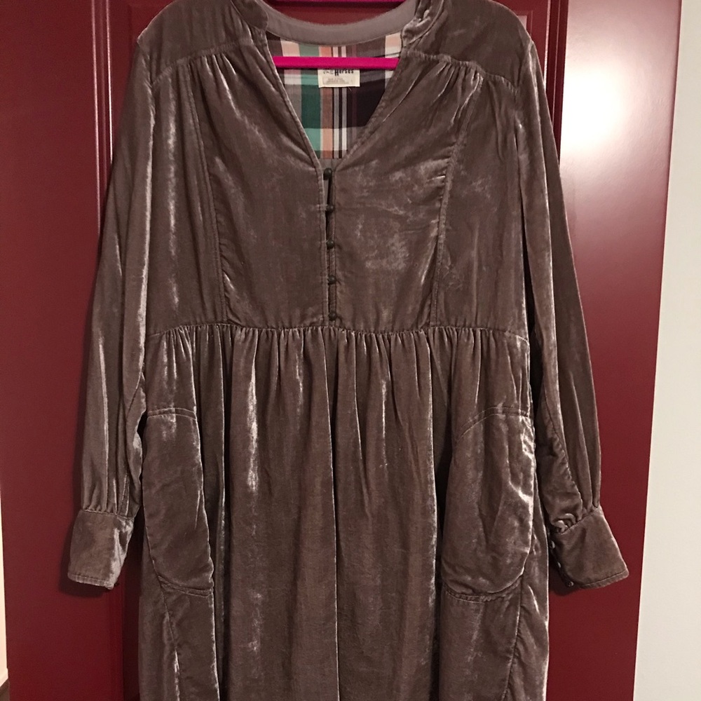 Anthropologie Holding Horses Mauve Velvet Dress